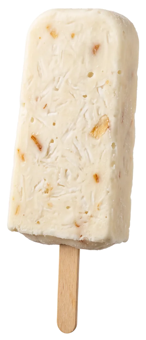 A creamy coconut paleta with shredded coconut